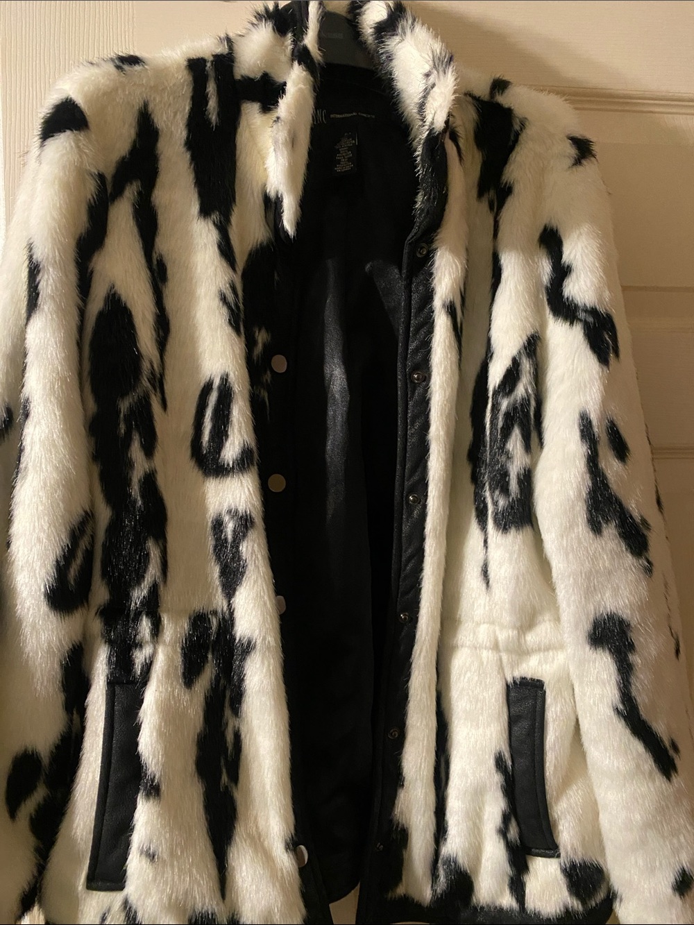 INC International Concepts Black & White Faux Fur Teddy Jacket